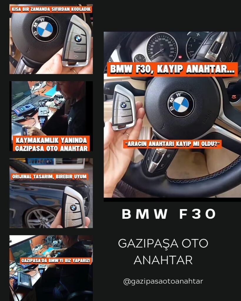 gazipaşa çilingir olarak bmw f10 aracın kaybolan anahtarını yaptık